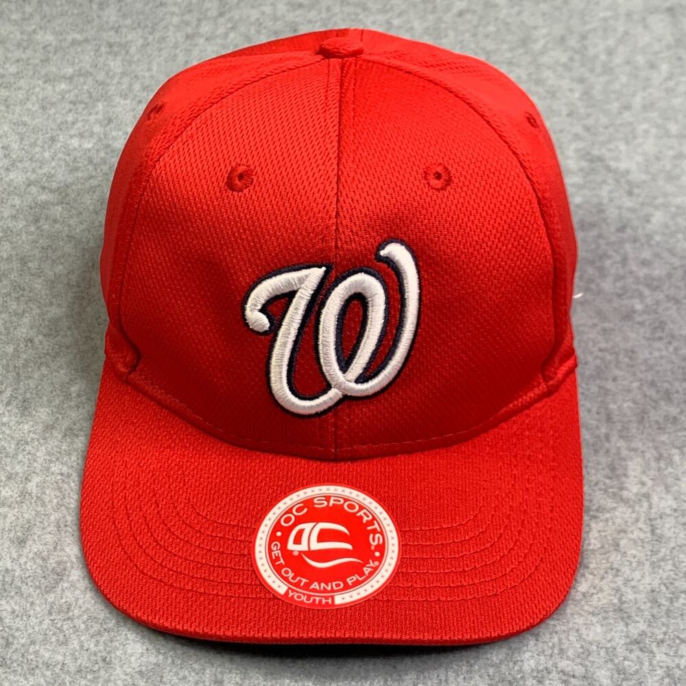 Washington Nationals Hat Cap Youth Red Strap Back Team MLB OC Sports Embroidered